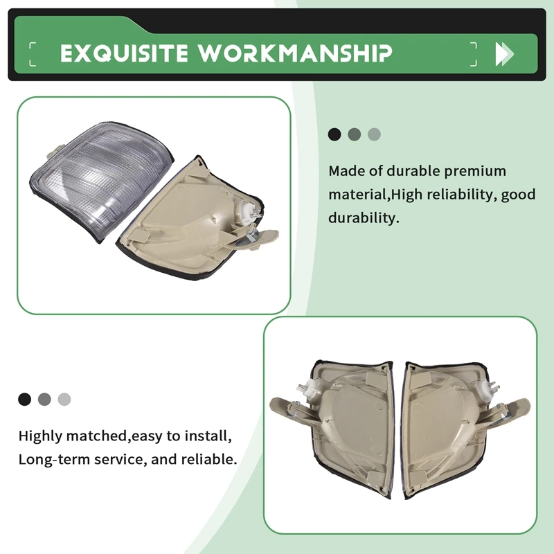 أضواء الزاوية البيضاء L + R للسيارة أضواء إشارة الانعطاف لسيارة W124 E-Class Sedan -95 1248260043 1248260143-A10G #1