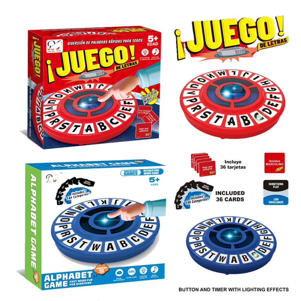 New Spanish Word Game Fast-Paced Family Board Game The Quick Thinking Letter Pressing Tapple Games versión en español