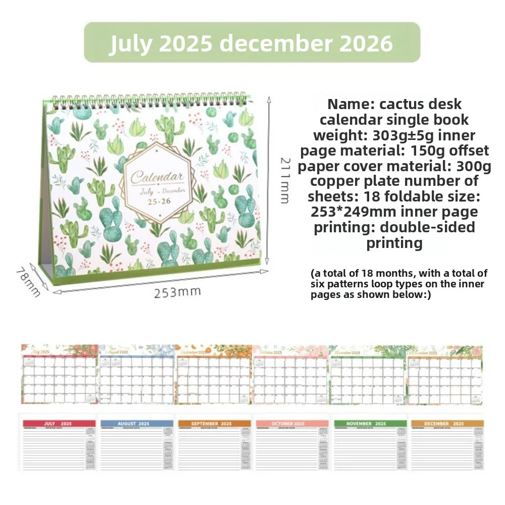 Nuovo calendario da tavolo 2026 di piccole dimensioni Design raffinato Stile ribaltabile Calendario ribaltabile in piedi Pianificatore settimanale giornaliero Uso domestico