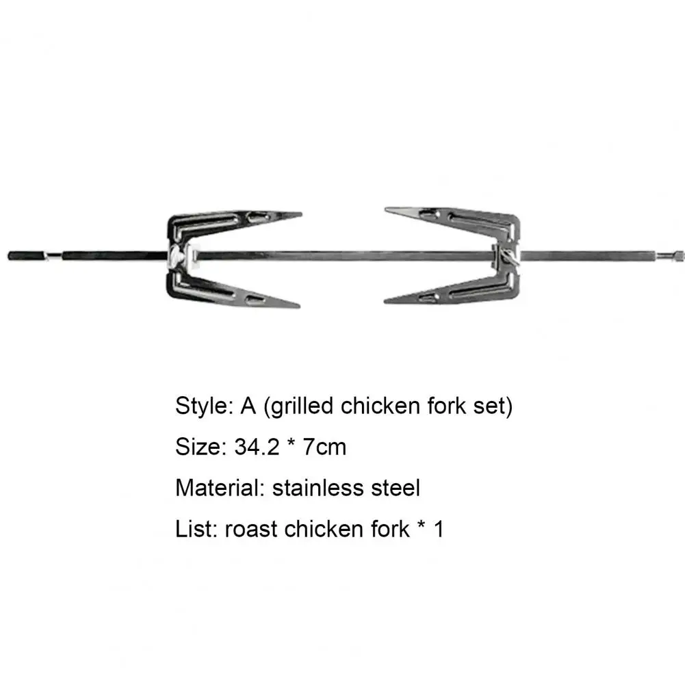 Stainless Steel Grill Fork Ovens Turkey Chicken Roaster Spit Rotisserie Fork Branch For BBQ Grill Kitchen Oven Accessories