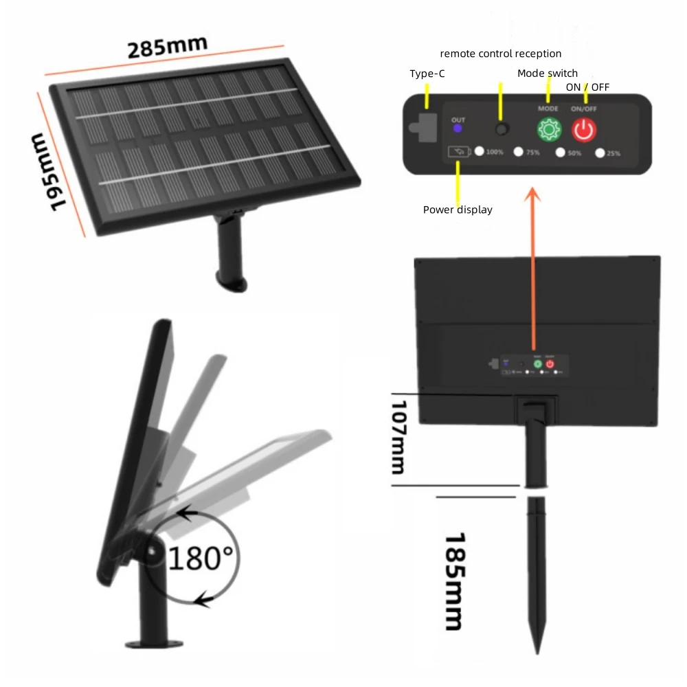 Solar Powered LED Strip IP67 Waterproof DC12V 24V 2835 120Leds/M Remote Control Dimmable Flexible LED Light for Outdoor Lighting