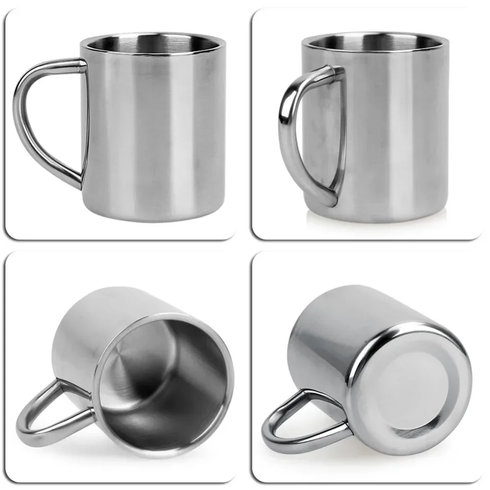 Double Wall Anti Scalding Coffee Mug Insulated Portable Polishing Beer Tea Juice 220ML Steel Stainless Drink Cup Drinking