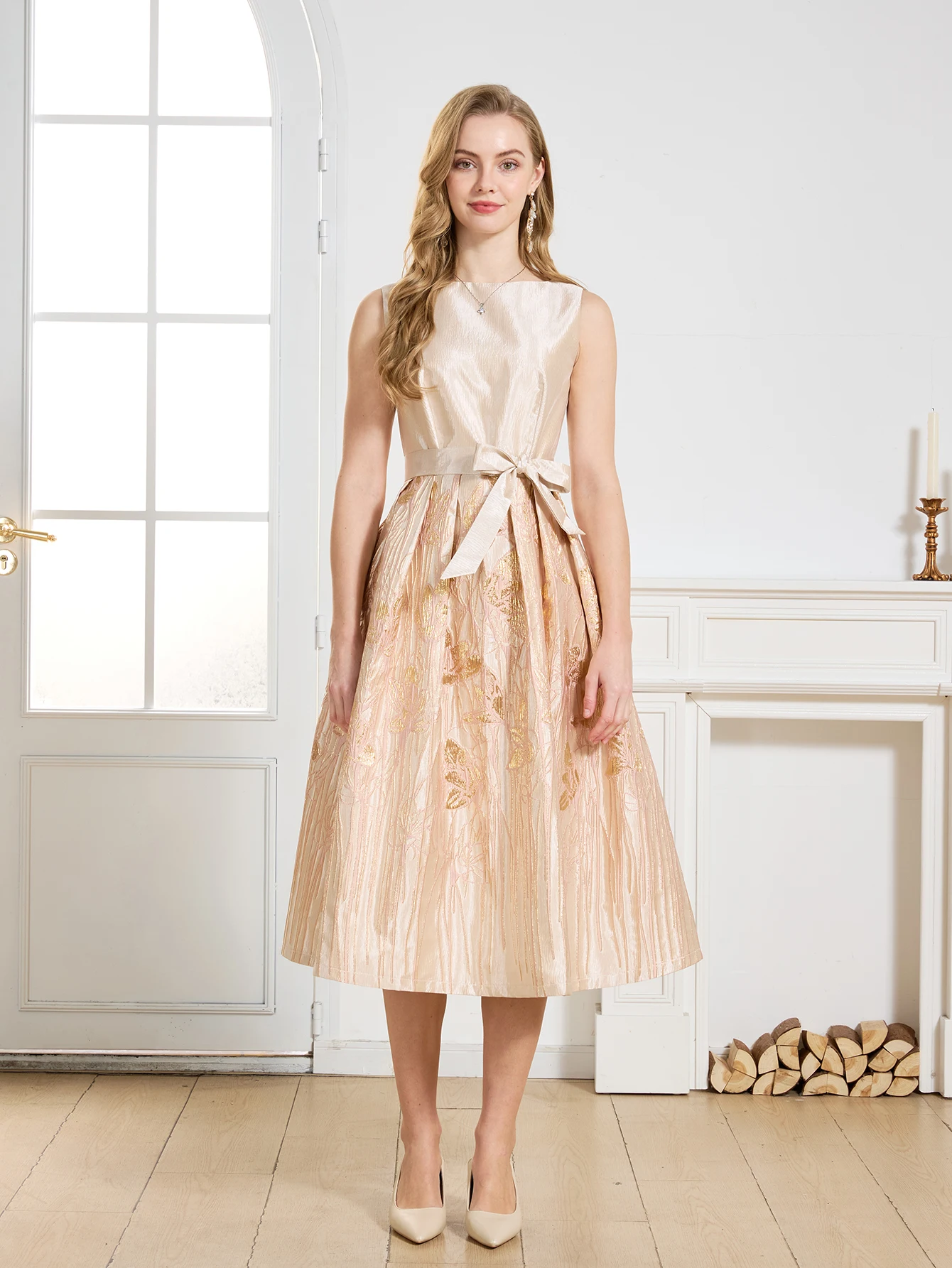 DEVCHATA Elaborate Luxury Party Dress Elegant Detailed Floral Work Perfect for Special Occasions