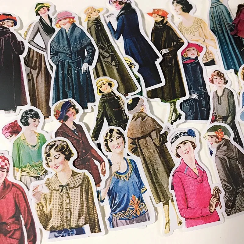 Stickers 25pcs Light Retro Salt Hand Account Material Stickers Vintage European Girls Noble Characters Kids Toys Waterproof
