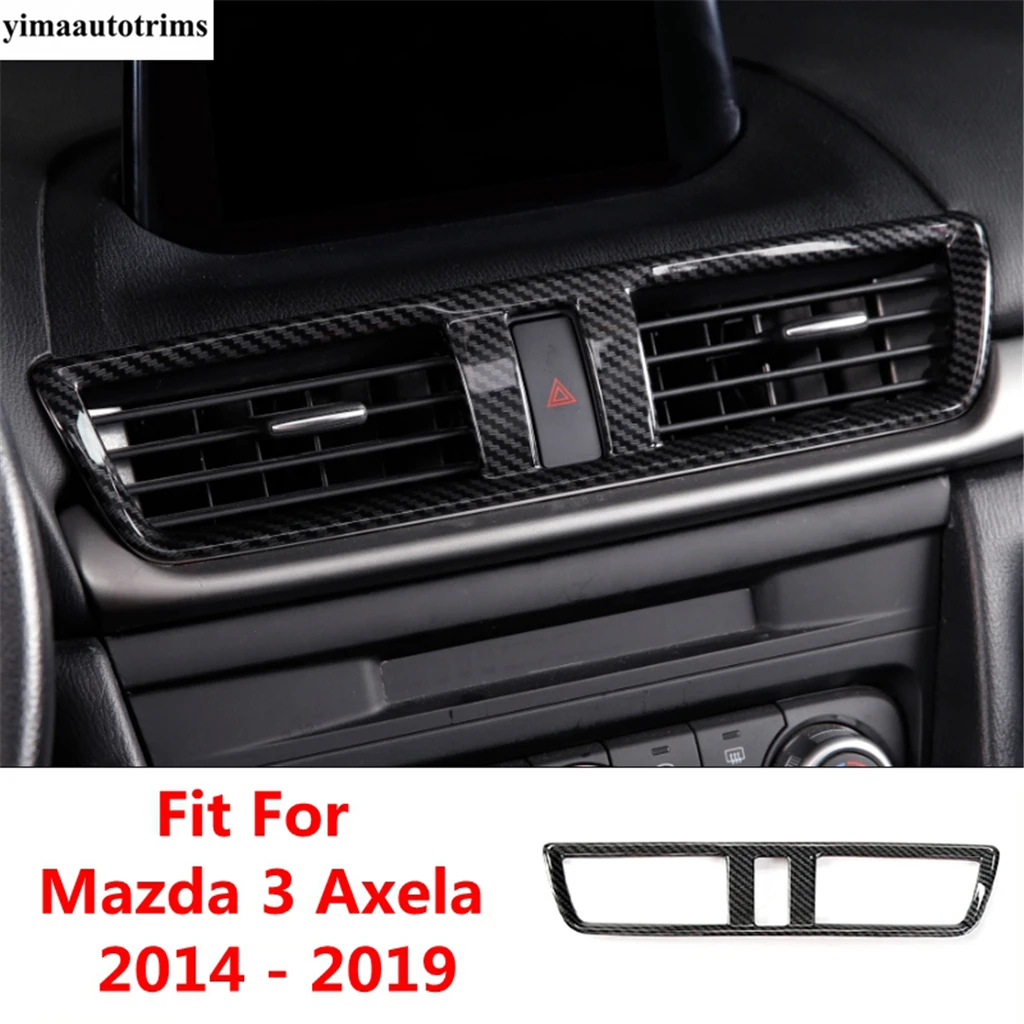 Dashboard Central Air AC Outlet Vent Frame Decoration Cover Trim For Mazda 3 Axela 2014 - 2019 Carbon Fiber Accessories Interior