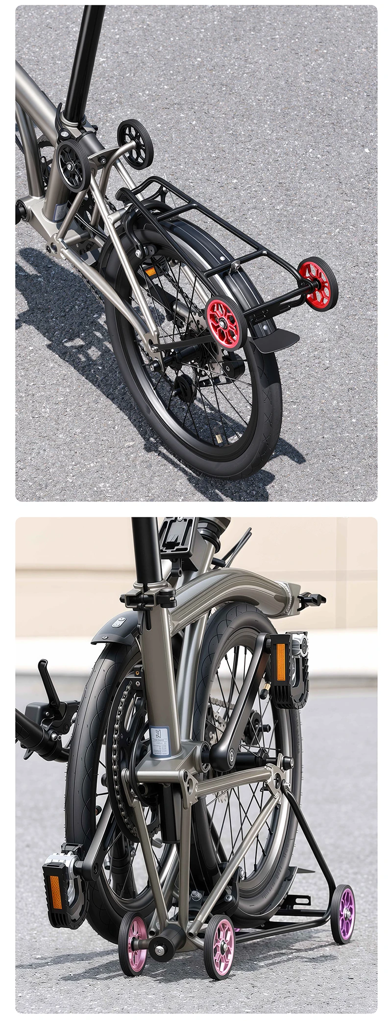 WEST BIKING CNC-Aluminium-Easy-Räder für Brompton-Faltrad-Rollen, abgedichtete Lager, tragbarer Gepäckwagen, Fahrradzubehör – Detail 14