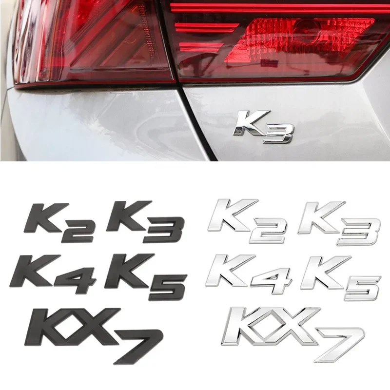 

Emblema 3D de Metal Cromado Negro con Letras K2 K3 K4 K5 KX7 para la Parte Trasera del Maletero, Adhesivo para Kia, Accesorios