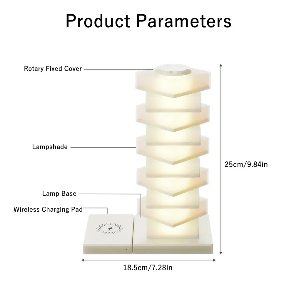 RGB Desk Lamp DIY with Wireless Charger Creative Bedside Night Light Gradient Home Atmosphere Decoration Small Night Light