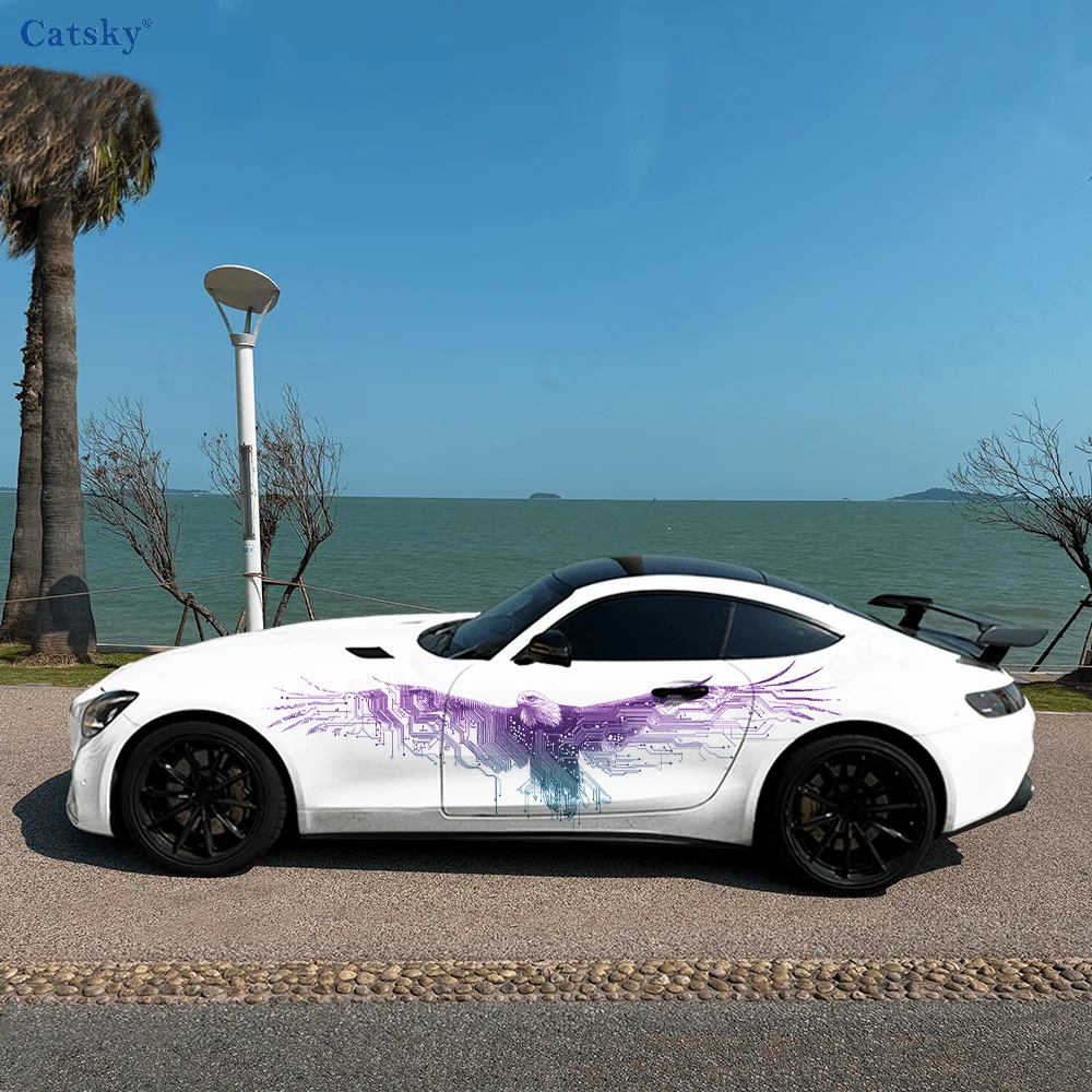 

Colorful Eagle Flying Car Side Sticker Decoration, PVC Waterproof Scratch Resistant Decal, Car Protection, Auto Accessories Gift