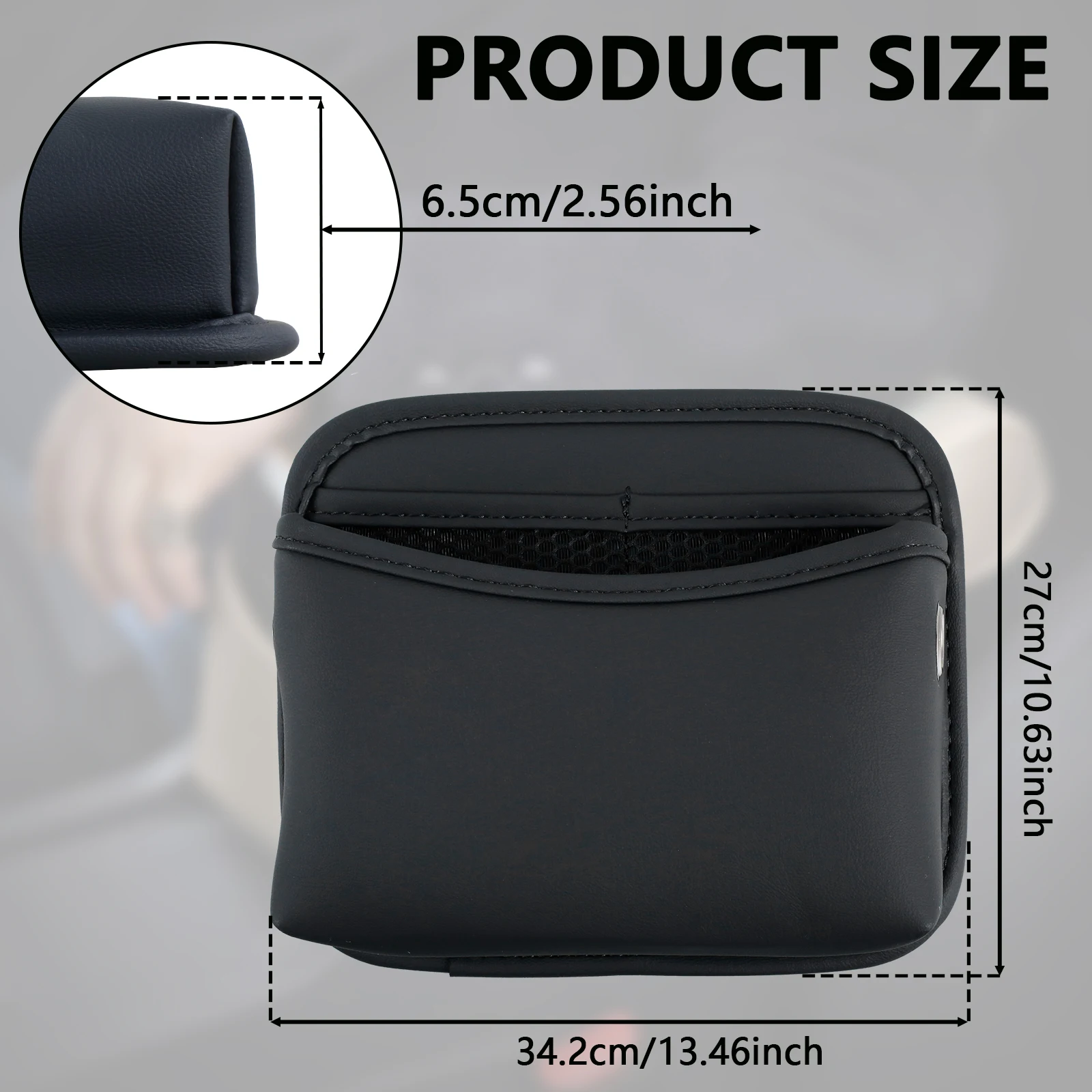 Car Seat Side Storage Pocket Leather Car Seat Gap Filler Velcro Organizer Box Waterproof Multifunctional Console Side StorageBag