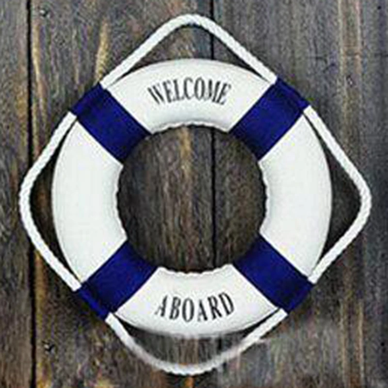 Navy Mediteranean Sea Family Adorment Life Buoy Wall Hanging Decorations Bar Home Decor Props Nautical Life Ring Wedding Crafts