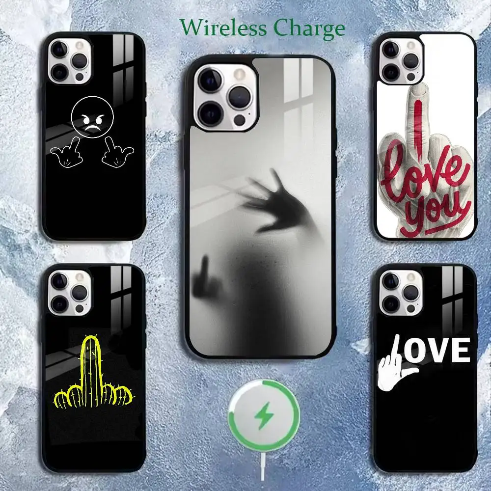 

the middle finger Phone Case For iPhone17,16,15,14,13,12,11 Plus,Pro,Max Magnetic with Wireless Charging