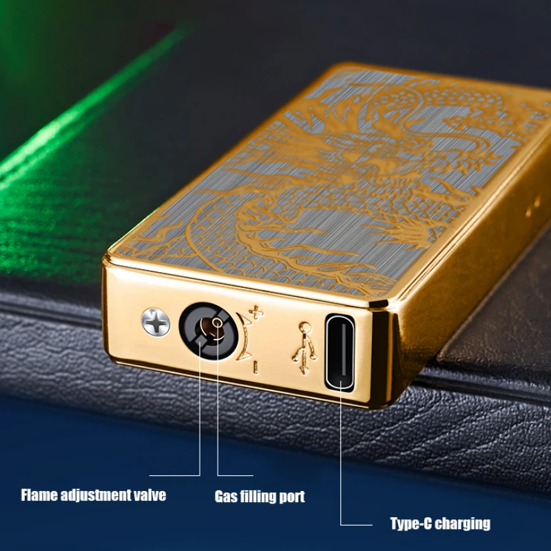 2024 Intelligent Voice-activated Windproof Flame Lighter Airflow Gravity Sensing Knock Ignition Visual Gas Window Men Gadget