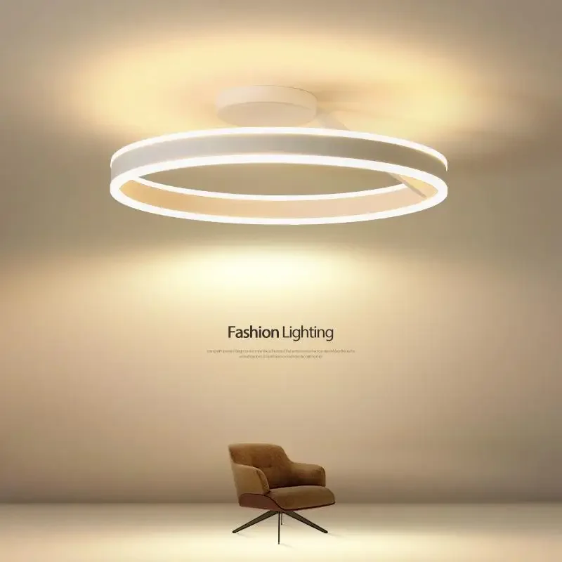 Nordic Ring Ceiling Chandelier Minimalist Dimming for Track Dining Living Room Center Table Bedroom Pendant Light Luster Fixture