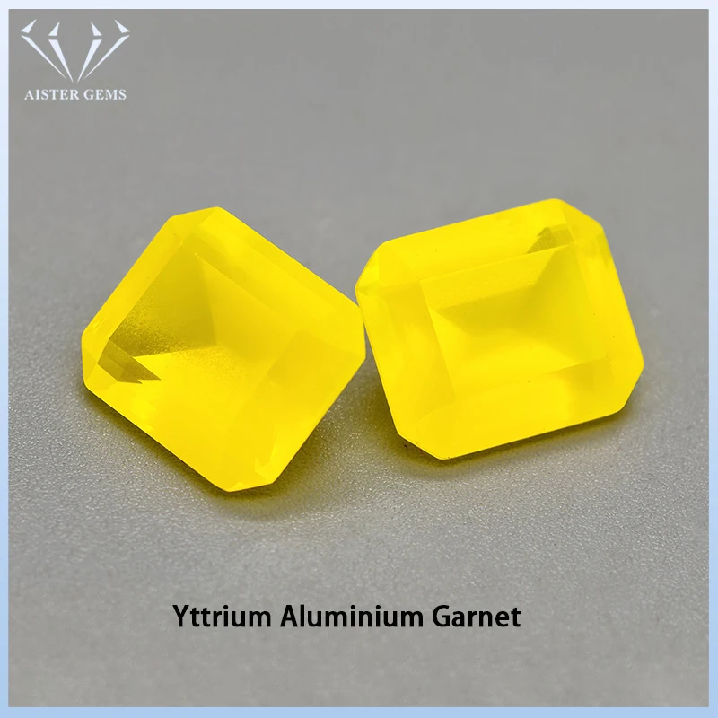 Nuevo Neon Mike amarillo Yttrium aluminio granate (YAG) piedra preciosa suelta cultivada en laboratorio corte esmeralda para la fabricación de joyas