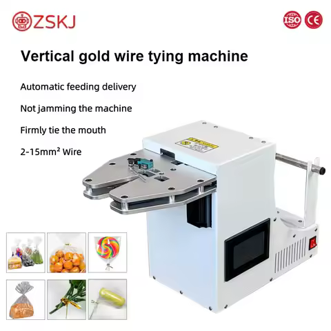 2-15mm² Automatic Gold Wire Tying Machine with Touch Screen for Food Packaging for Candy Lollipop Fruit Bread Universal Sealer