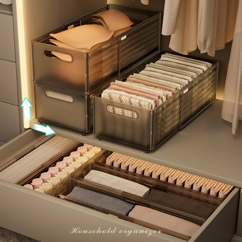 Large-capacity storage box, retro Color Extensible PET storage box, storage box with handle, 30*20*28~48CM