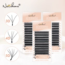 NATUHANA 더블 팁 속눈썹 연장, 자동 꽃, 프리메이드 속눈썹, 아이 메이크업 도구, 2D, 3D, 4D, 5D W