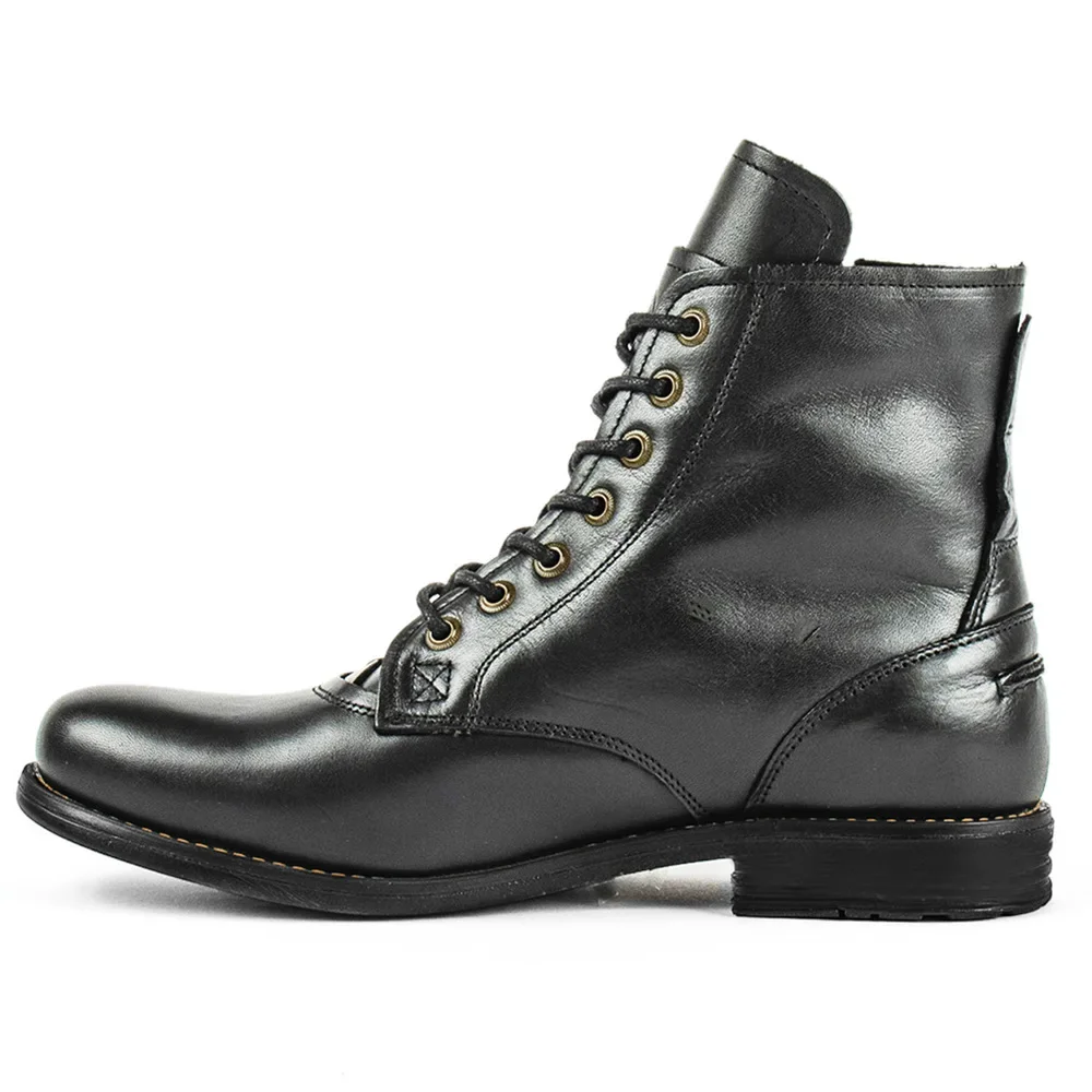 Botas de caballero con cremallera exquisita para hombre, zapatos de tacón bajo, punta redonda, hechos a mano, cuero conciso, diseño de ocio, moda, otoño