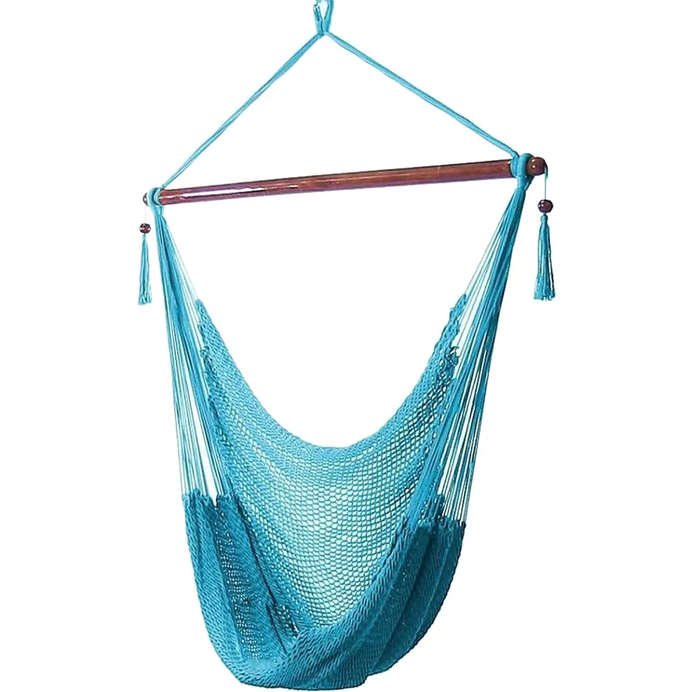 

Indoor/Outdoor Caribbean XL Hanging Hammock Chair - Soft-Spun Polyester Rope - 300-Pound Capacity - Sky Blue