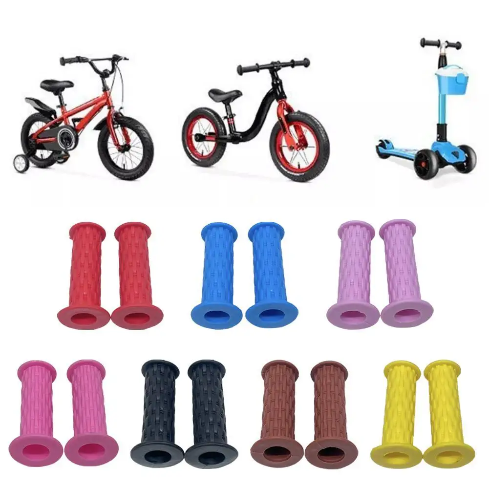 1 Pair Rubber Grip Handle Bike Handlebar Grips Cover Non-Slip Rubber Bicycle Grips Skateboard Tricycle Scooter For Child Kids