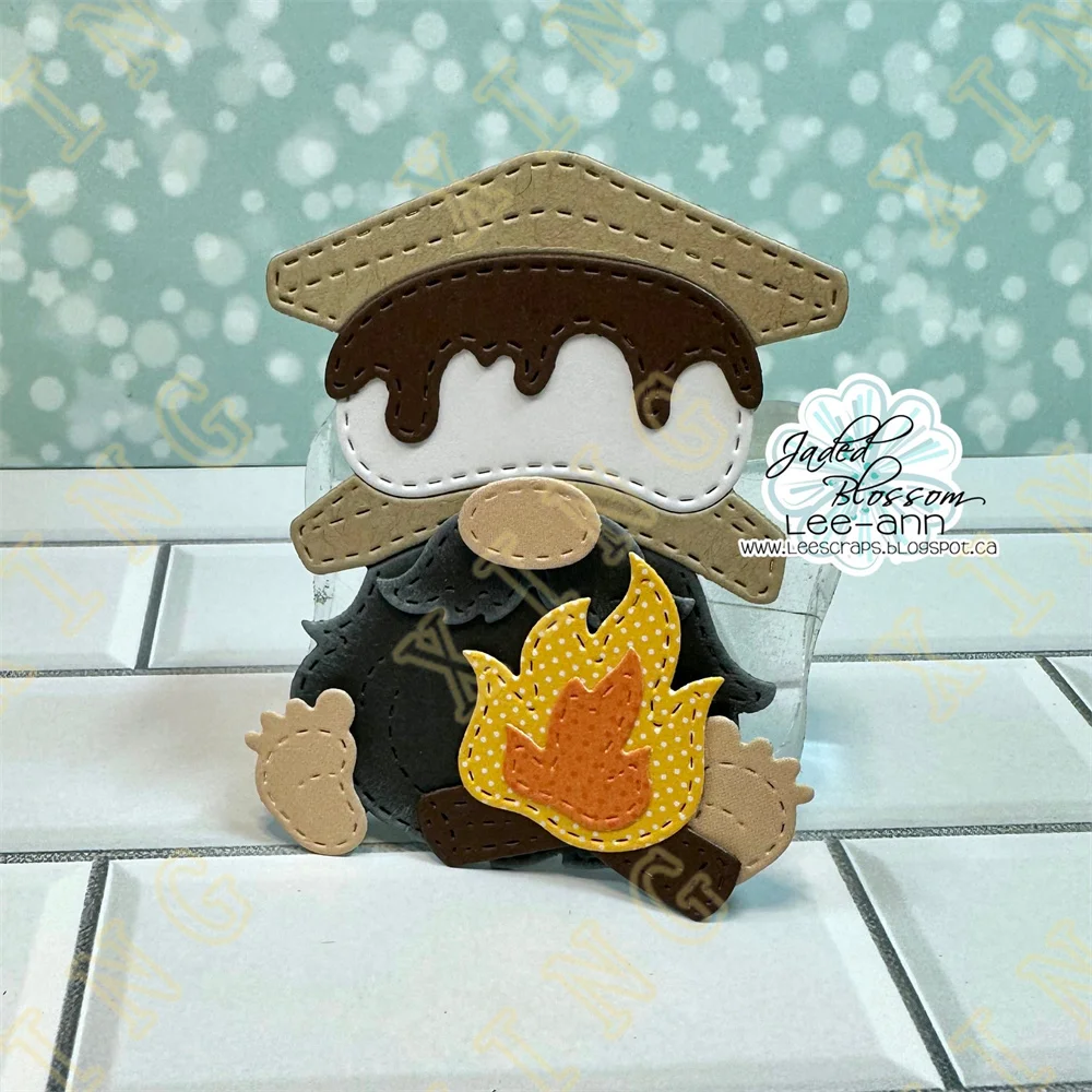 Gnome Campfire & S'mores Metal Cutting Dies and Silicone Stamps Stencil DIY Scrapbooking Paper Handmade Album Stamp Die Sheets