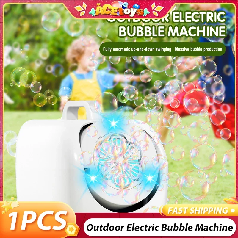 Elektryczna maszyna do baniek mydlanych na zewnątrz, automatyczne kołysanie w górę i w dół, wielofunkcyjna, przenośna, ręczna zabawka do baniek mydlanych z jednym kliknięciem.