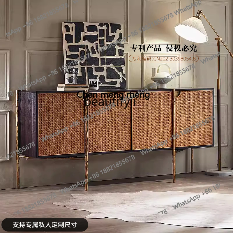 

Modern and simple, ancient style and retro old rattan storage cupboard in wrought iron dining side cabinet H H