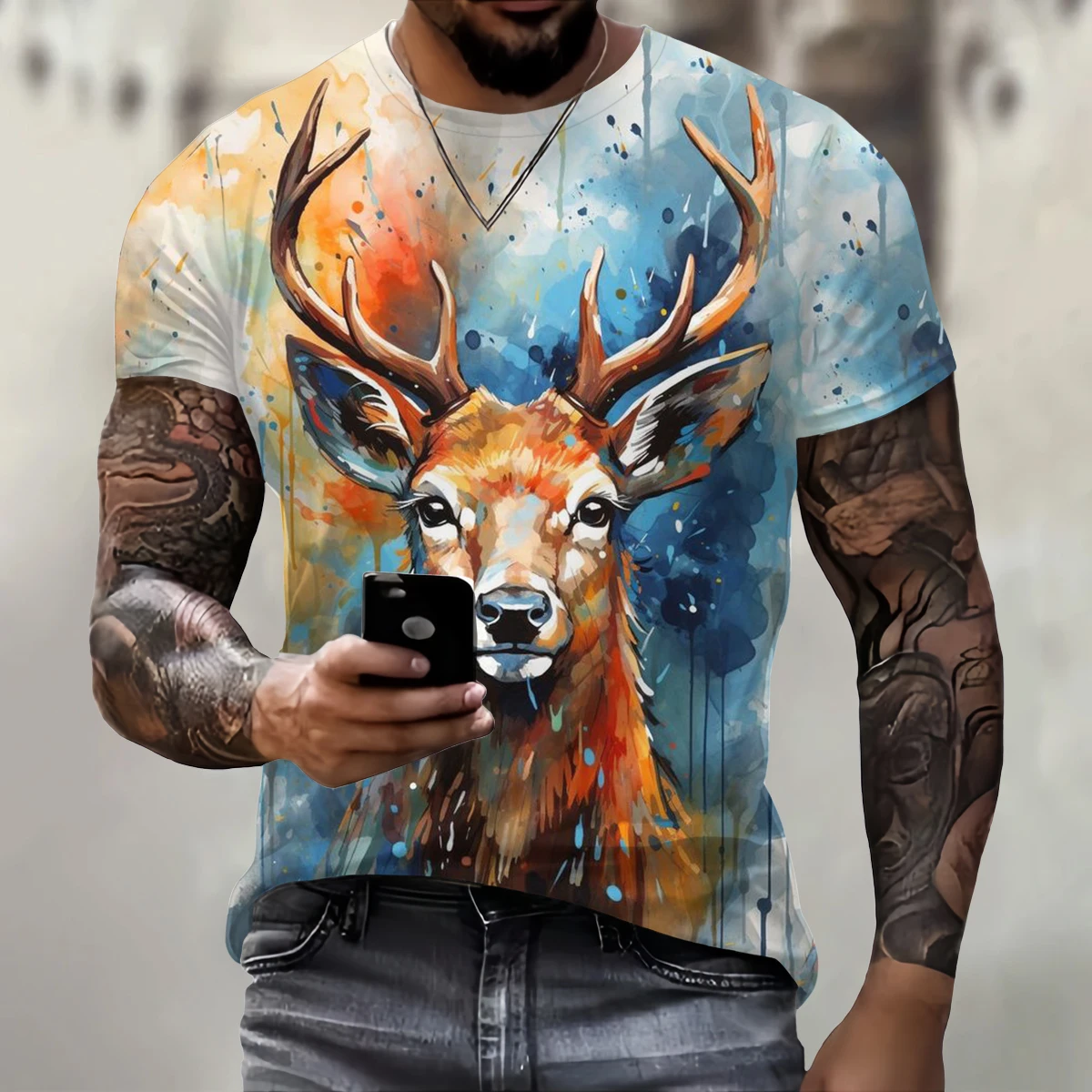 Funny 3D Animal Print Men\'s T Shirt Street Trend Harajuku Clothing Casual O-neck Short Sleeve Tee Summer Fashion Breathable Tops