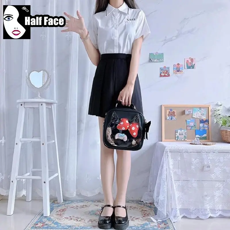 Y2K Girl Harajuku Gothic Punk Transparent Lovely Large Capacity Two Shoulder Lolita Women College Student Backpack Ita Bags Tote