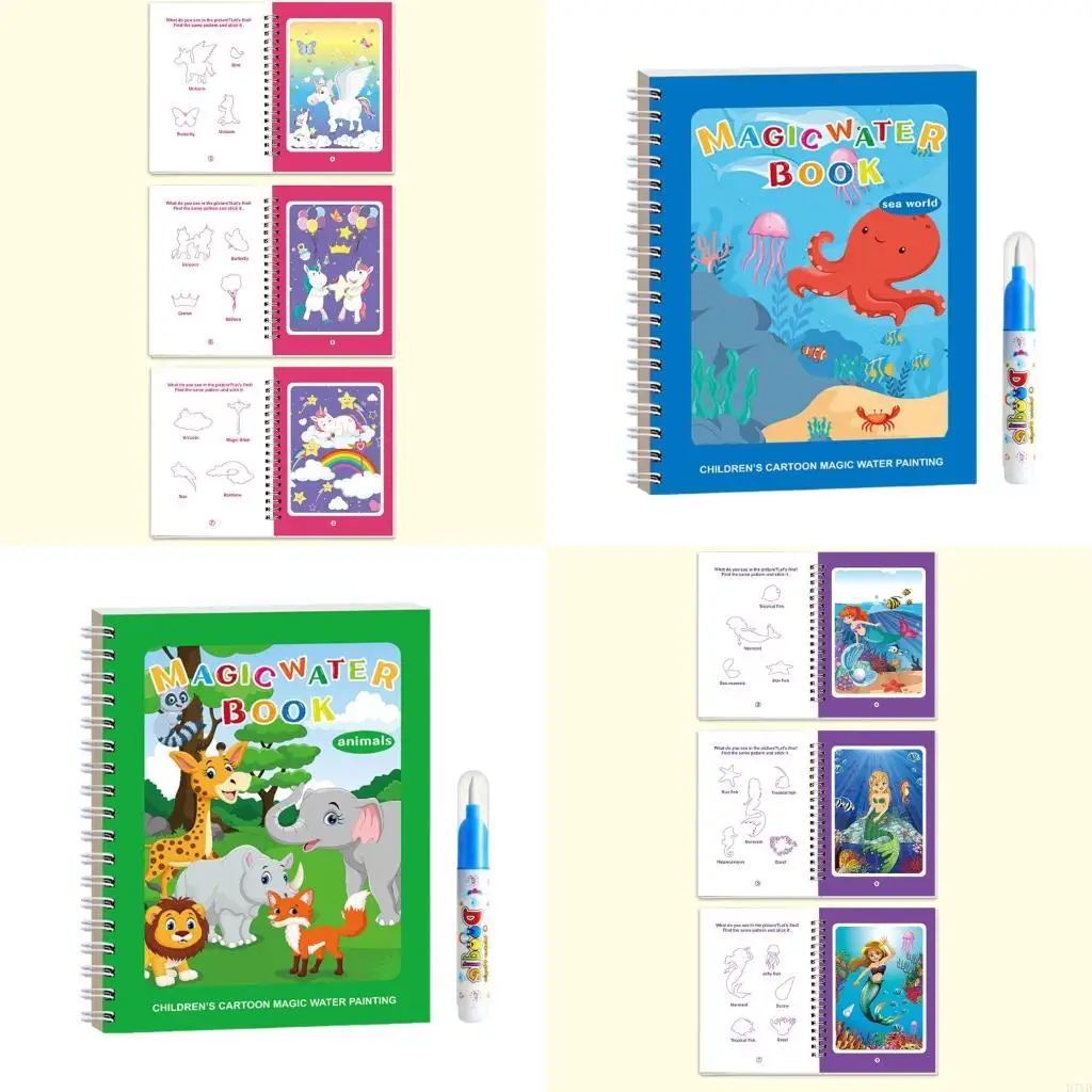 D7YD 6 stuks magisch waterdrapping boek Ontkenningsspeelgoed kunstspeelgoed voor kinderen peuters