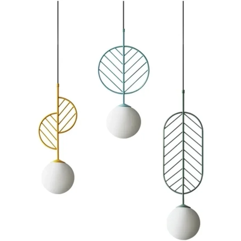 Nordic hanging lighting fixtures simple modern pendant lights Cafe restaurant pendant lamps macarons leaves deco light fixtures