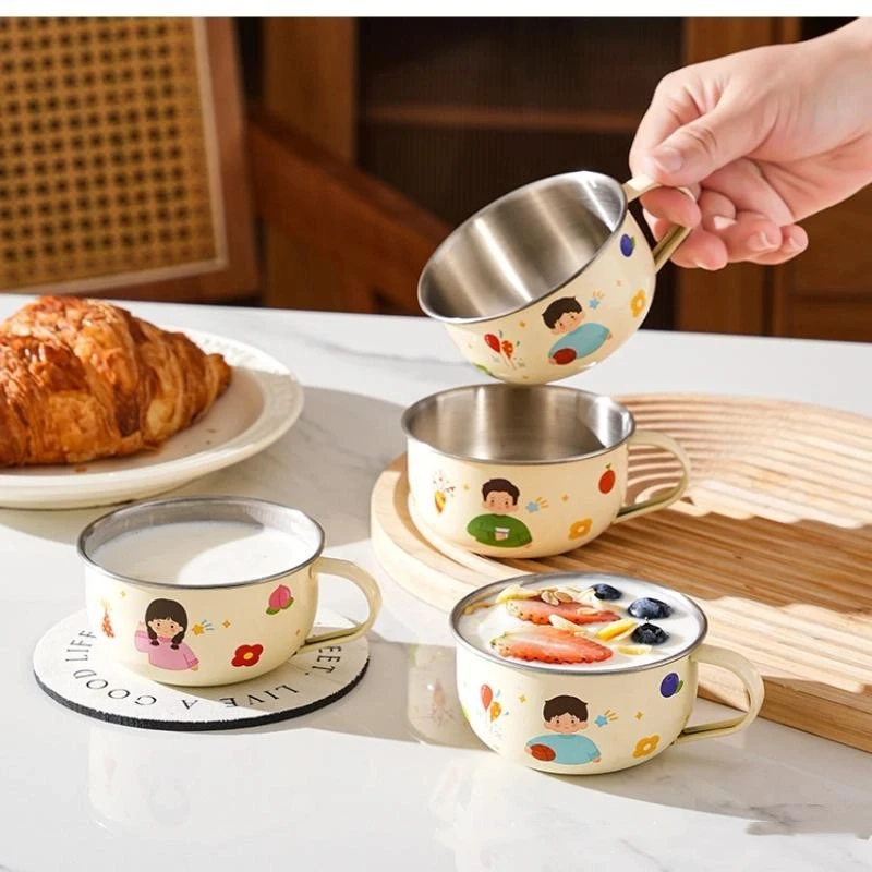 80/220ml Stainless Steel Water Cup Mug For Kids Anti Scalding Milk Coffee Cup Mini Cute Drinking Mug Coffee Cups..