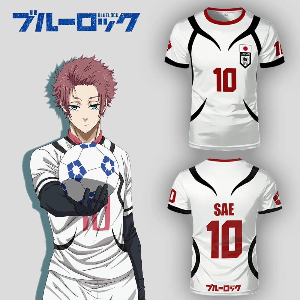 

Blue Lock Japan U20 Team Uniform SAE Anime Cosplay Men's Women's White Football Jersey Short-Sleeved Cartoon Children's T-Shirt