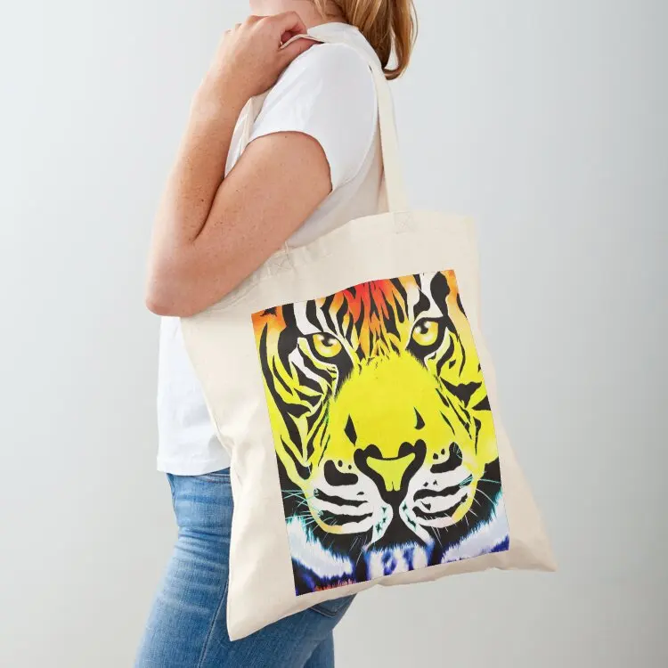 

Rainbow Tiger Tote Bag supermarket folding bag Women's bags Woman shopper bag reusable grocery bags