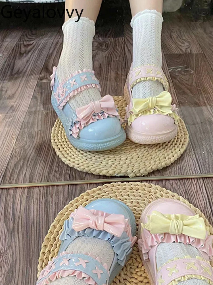 

Sweet and Cute Women's Shoes Big Head Elegant Shoes for Women Spring Autumn College Lolita Style Candy Color Casual Flat