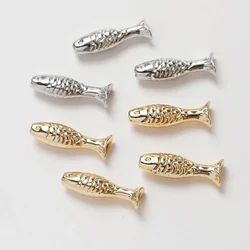 4PCS Fish Shaped Brass Spacer Bead  for Jewelry Making Bracelet Necklace DIY Handmade 14k Gold Plated Accessories 7*24mm