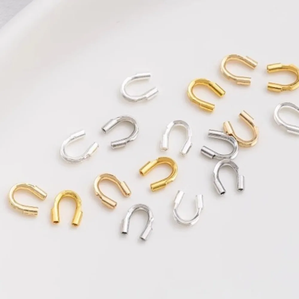 

Copper Clasps & Hooks 14K Gold Color U-shaped Guard Wire End Buckle Beaded Steel Wire Manual Winding DIY Jewelry Accessories
