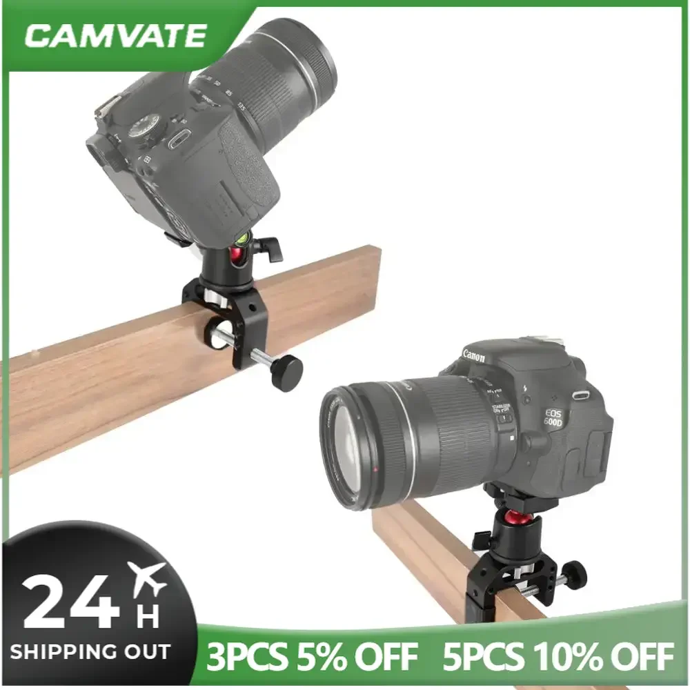 CAMVATE Tripod Ball Head Adapter 360° Rotated With Quick Release Base Plate + Universal C Clamp For DSLR Camera / Smartphone