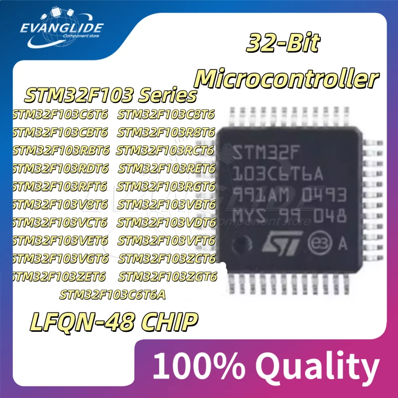 5 PCS/LOT STM32F103C6T6A STM32F103 Series32-Bit microcontroller STM32F103C8T6/STM32F103CBT6/STM32F103R8T6/STM32F103RBT6STM32F103