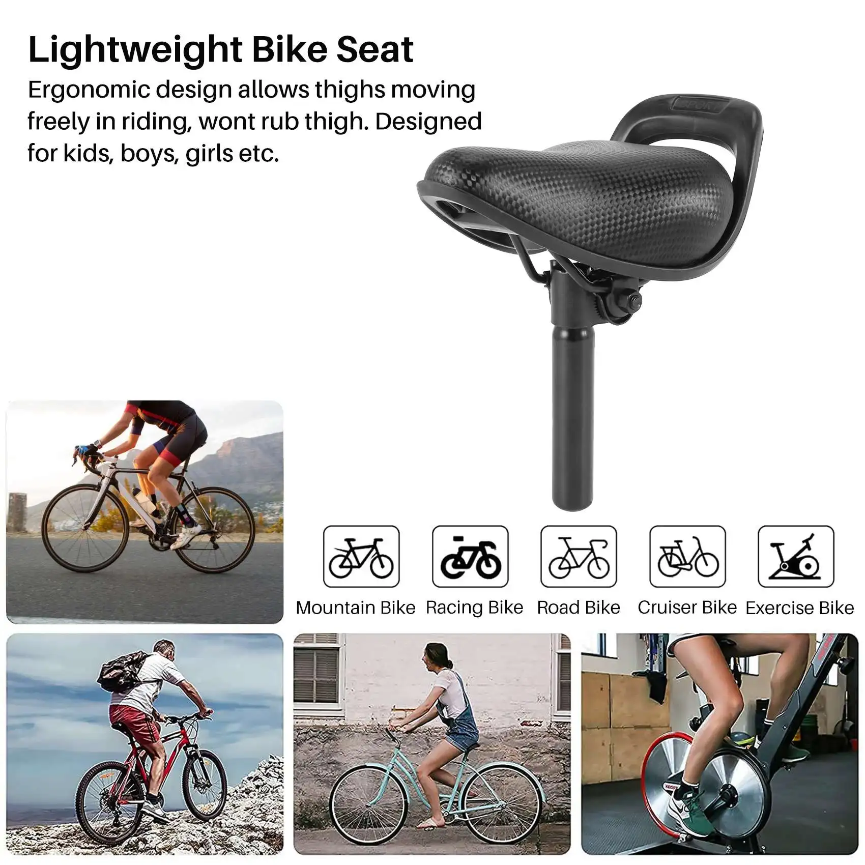 Bike Saddle for Kids Comfortable Bicycle Saddle Cushion Soft Replacement Bike Accessory for Mountain Road Bike Outdoor