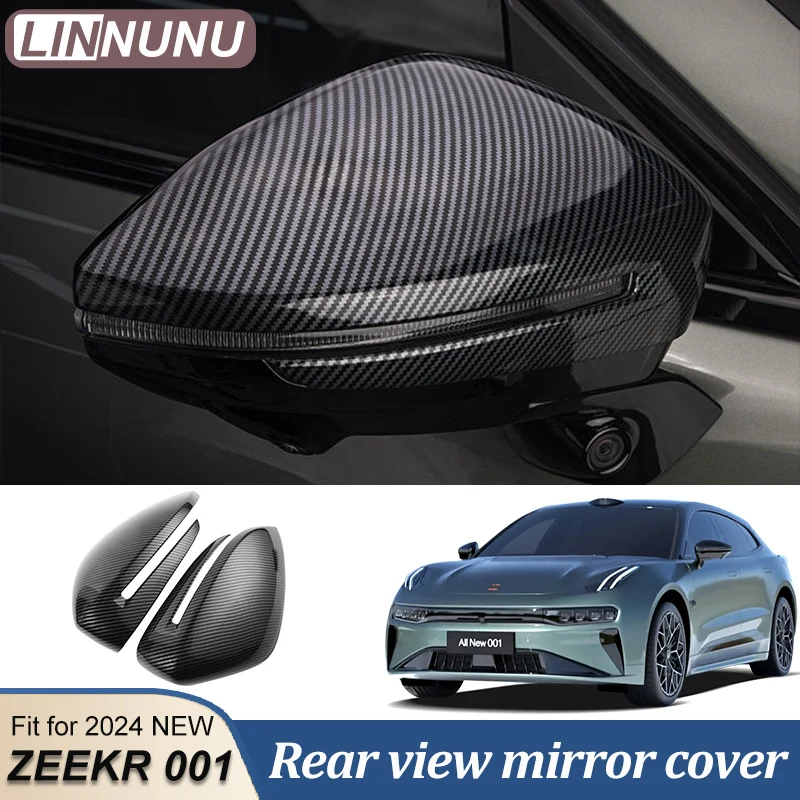 

LINNUNU Car Rear View Side Mirror Cover Trim Fit for ZEEKR 001 Carbon Fiber Styling Protection Rearview Cap Auto Accessories