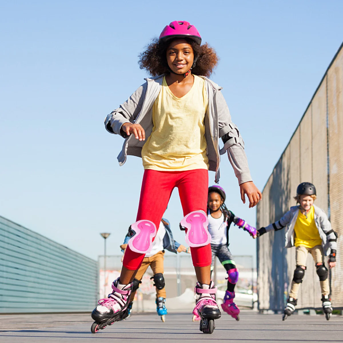 

1Set Skating Protective Gear Adjustable Durable Safety Pads Knee Elbow Wrist Guards for Roller Skate Scooter 4-15 Years