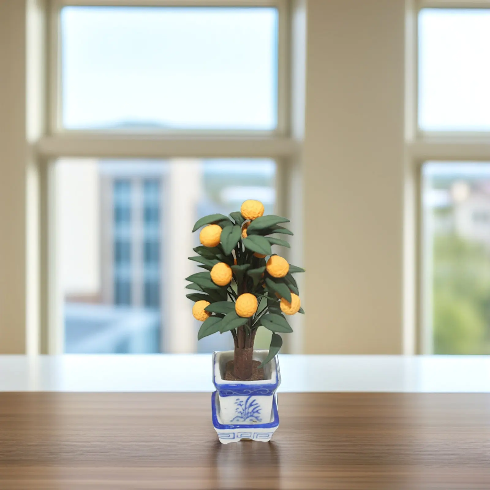 

Mini Orange Potted Plant Decor Colorful Ceramic Bonsai Ornament for Dollhouse Micro World Balcony Desktop Garden Scene Layout