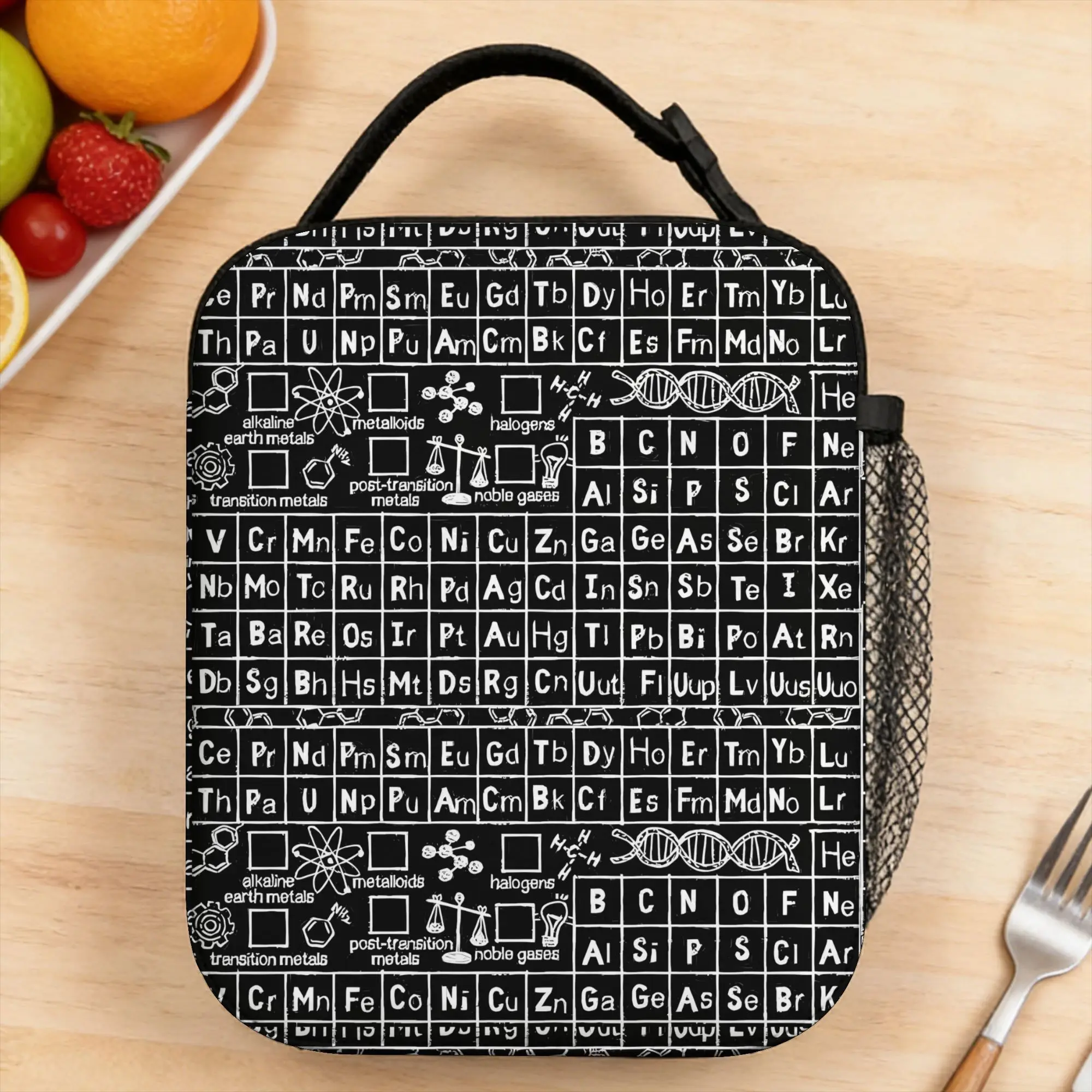 

Science Cartoon Objects Set (2) Lunch Bag Fun Picnic Lunch Box Print Portable Thermal Tote Handbags