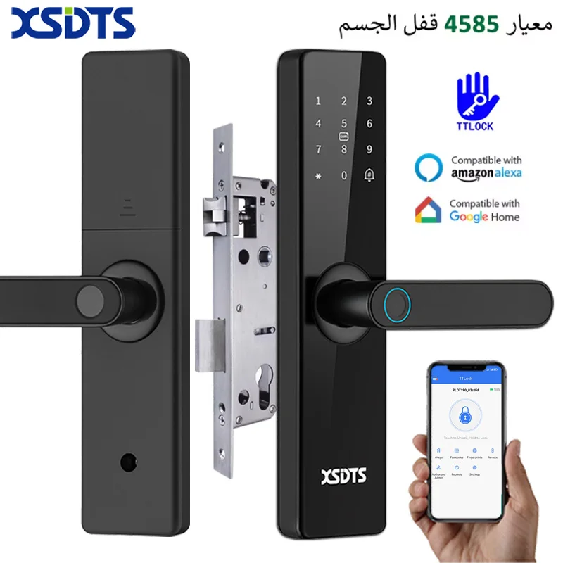 TTLock App Bluetooth Work With Google Home Aleax Security Digital Fingerprint Password Electronic Smart Lock For Home