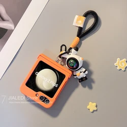 Astronaut Anti Loss Strap Hinger Phone case For Samsung Galaxy Z Flip 3 4 5 6 7 flip6 zflip7 Cover