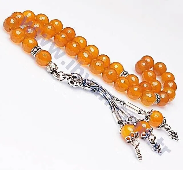 IQRAH Agate Stone Rosary (925 SETTING SILVER Fasetler)