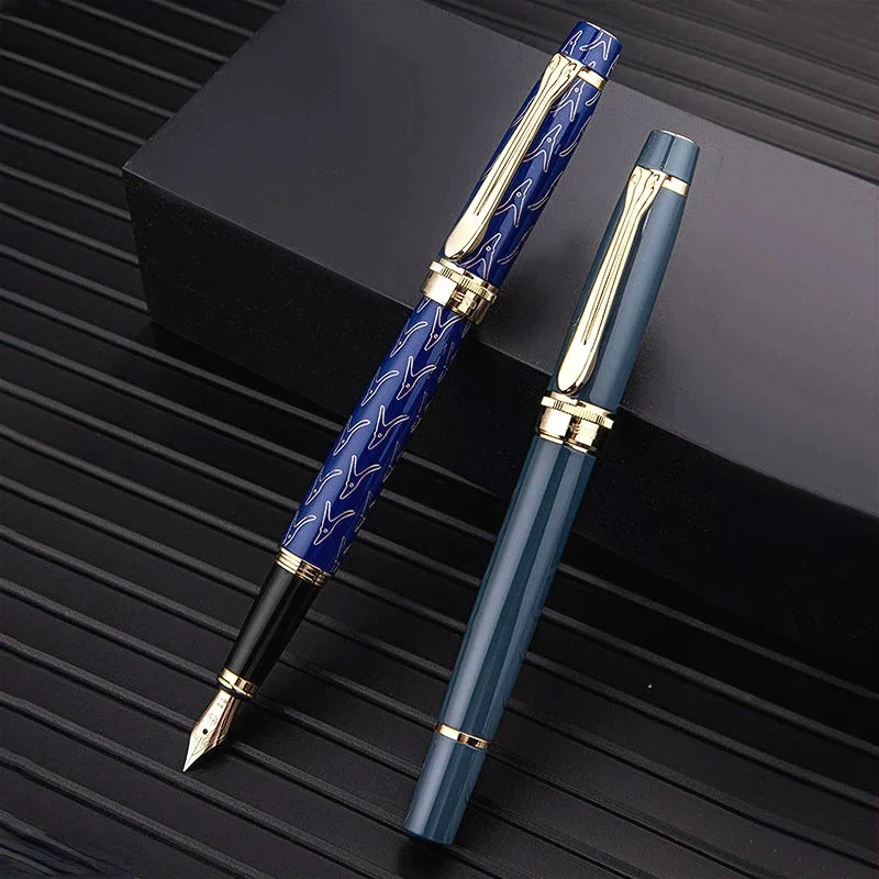 Hero H76 14k Gold Fountain Pen Gold/Silver Blade F 0.5mm Nib Ink Pen Luxury Men Women Business Office Smooth Writing Gift