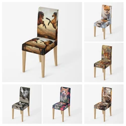 Home chair cover Oil painting style kitchen chairs Coversadjustable dining elastic fabricchairs covers chair cover for wedding